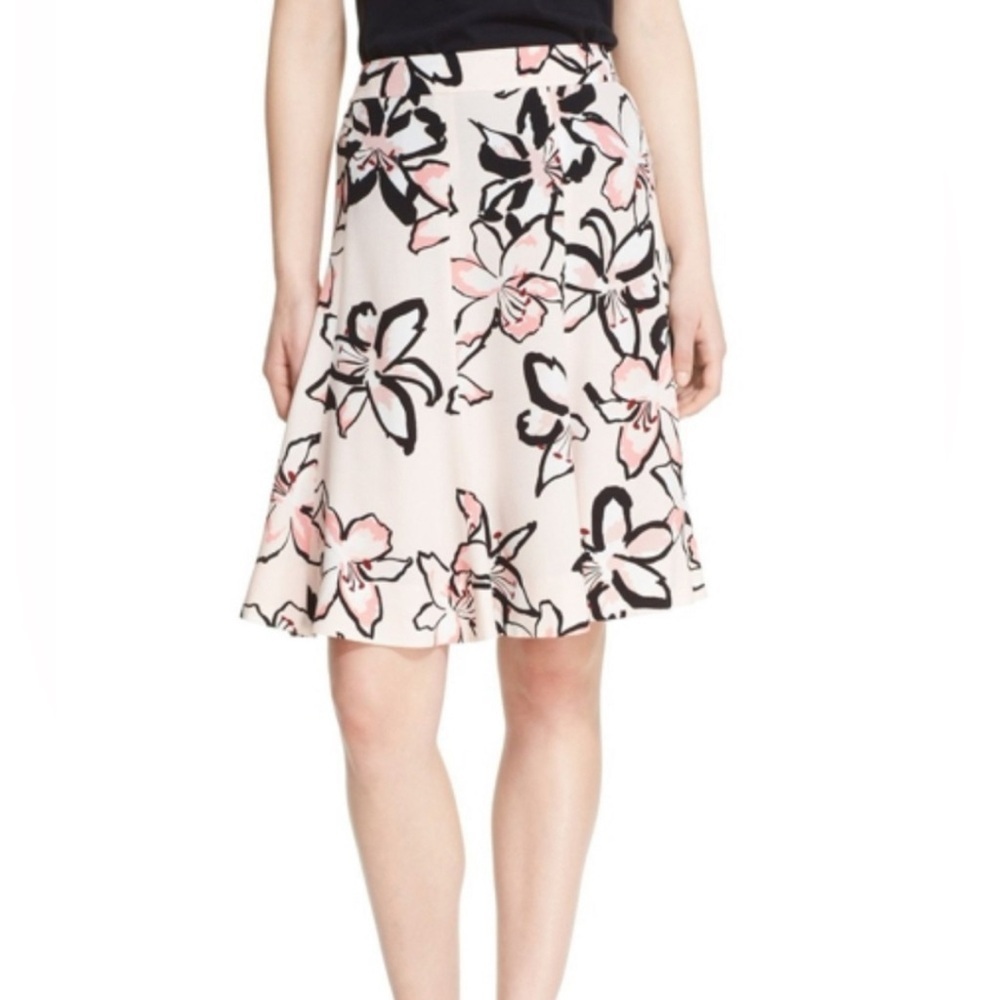NWT Kate Spade Tiger Lily Crepe Flights of Fancy Pink Black Skirt Women’s Size 8